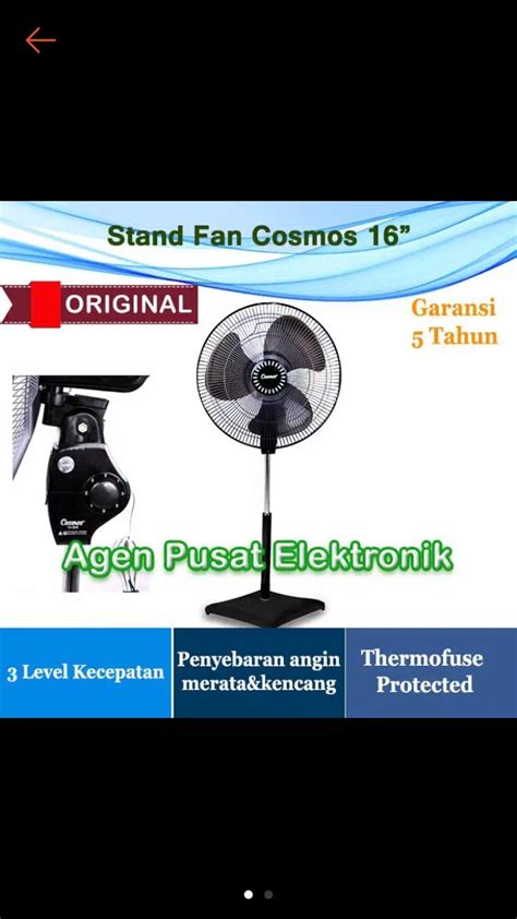 Kipas Angin Berdiri Cosmos 16 Inch 16SDB Electric Stand Fan Baling