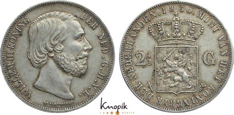 Niederlande Königreich 2 1 2 Gulden 1850 Wilhelm III 1849 1890 sehr