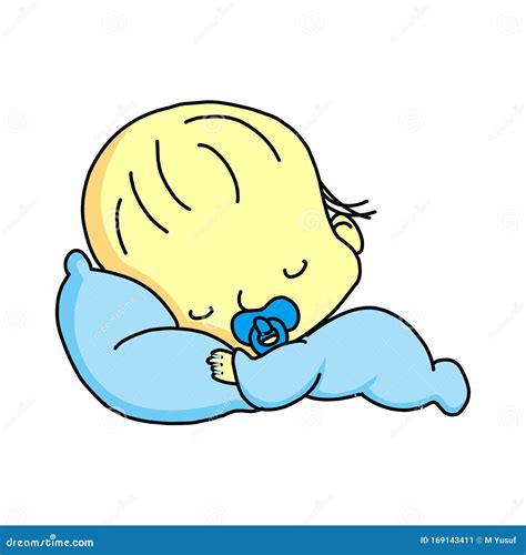 A Cute Baby Sleeping On A Crescent Moon Stock Vector Illustration Of