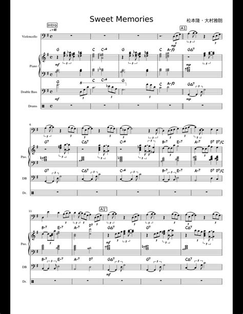 Sweet Memories sheet music for Piano, Cello, Bass, Percussion download free in PDF or MIDI