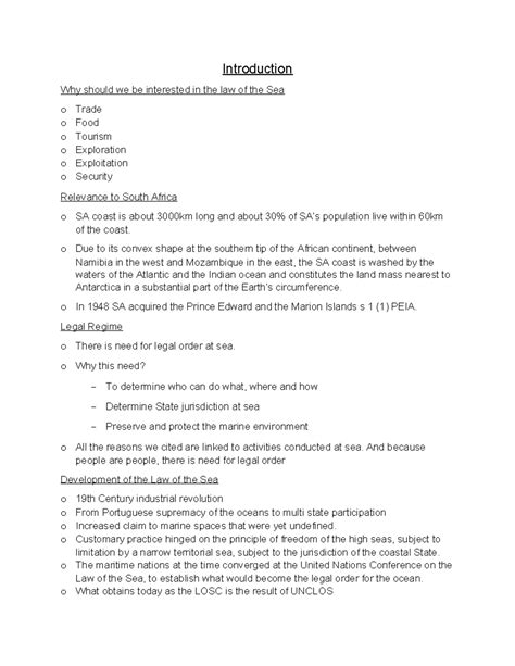 Law of the Sea: Importance, Development, and South Africa's Context