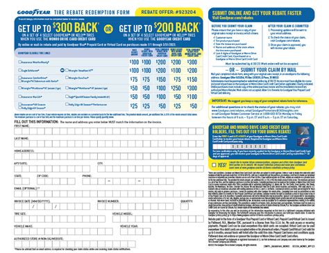 Goodyear Tire Rebate Form Printable Forms Free Online