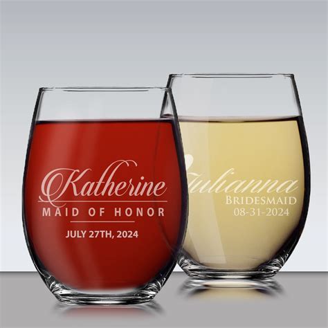 Personalized Stemless Wine Glasses Etched Wine Glasses Custom Wine Glasses Bridesmaid T