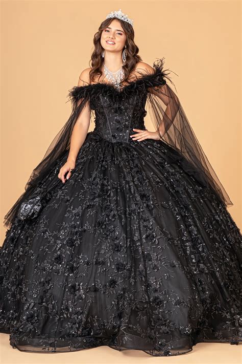 Gl3101 Feather Off Shoulder Quinceanera Gown Gls