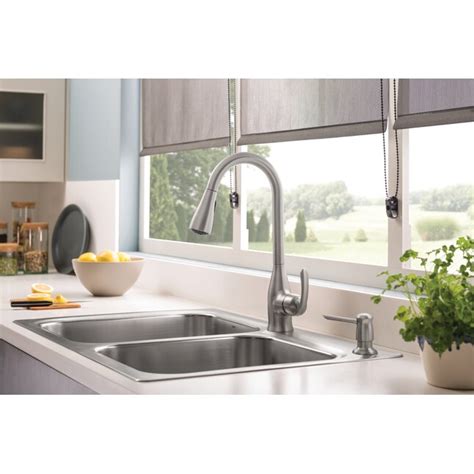 Moen Kelsa Dual Mount 33 In X 22 In Stainless Steel Double Offset Bowl 2 Hole Kitchen Sink All