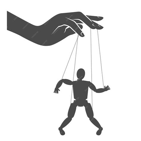 Premium Vector | Puppet master hand manipulates a puppet hanging on ...