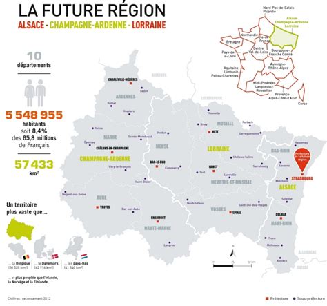 Map of Grand Est with cities and old regions - Ontheworldmap.com