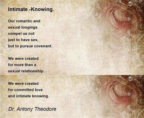 Intimate Knowing Intimate Knowing Poem By Dr Antony Theodore