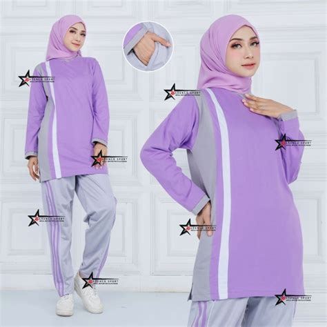 Jual Seragam Stelan Baju Olahraga Senam Tunik Muslimah Wanita Setelan