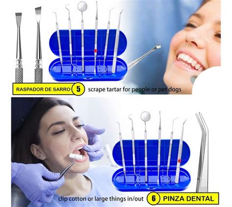 Kit Básico Dental En Acero Inoxidable X 6 Piezas Azul Cielo Envío Gratis