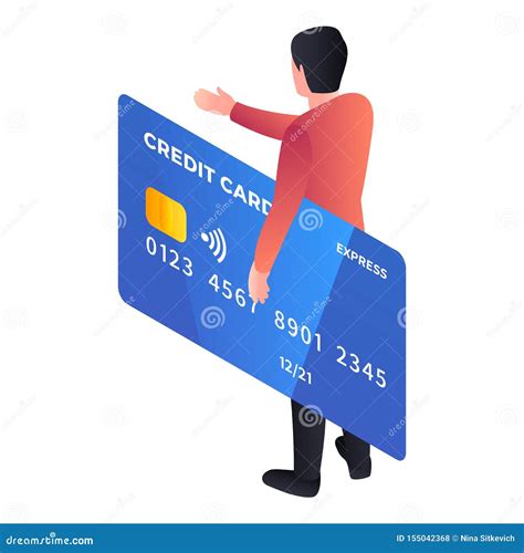 Man Take Credit Card Icon Isometric Style Stock Vector Illustration