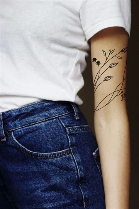 Minimalist Wraparound Arm Tattoo Design, DIGITAL FILE, Line Art Flower ...