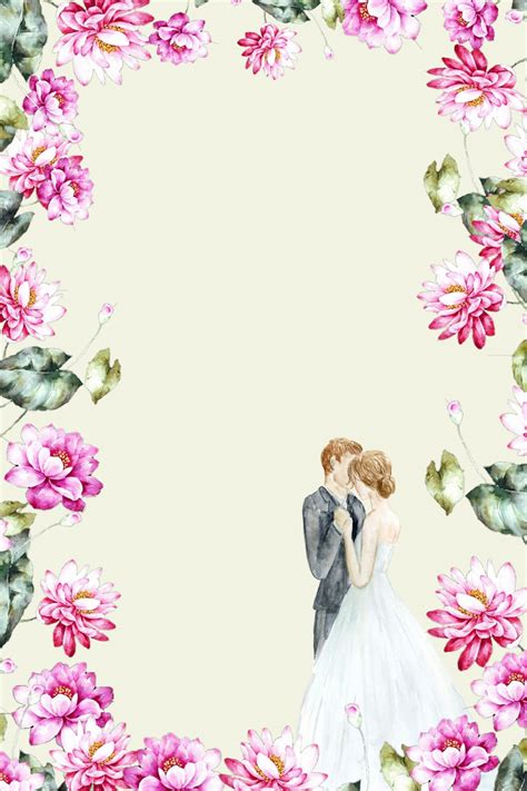 Cartoon Couple Romantic Flowers Border Valentines Day Poster Background