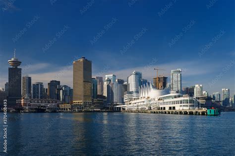 Canada Place And Vancouver Waterfront With Harbour Centre And Seabus