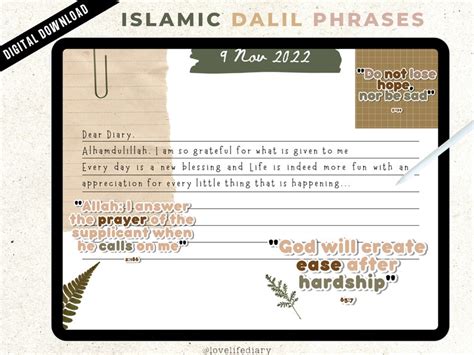 ISLAMIC QURAN DALIL Stickers Nude Beige Boho Islamic Daily Arabic Phrases Goodnotes Notability