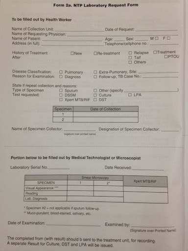 Public Health Resources Form 2a Ntp Laboratory Request Form Doh