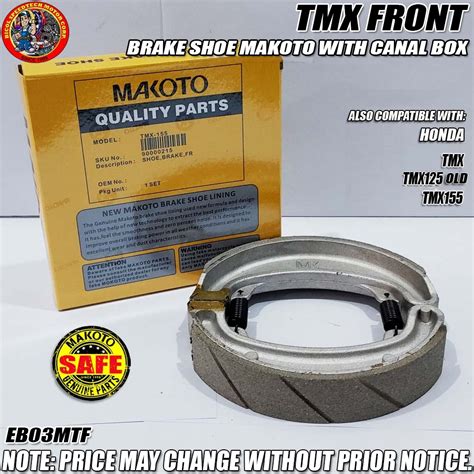 Tmx Front Brake Shoe Makoto With Canal Box Eb Mtf Shopee Philippines