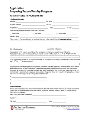 Fillable Online Gradsch Osu Preparing Future Faculty Program Fax Email