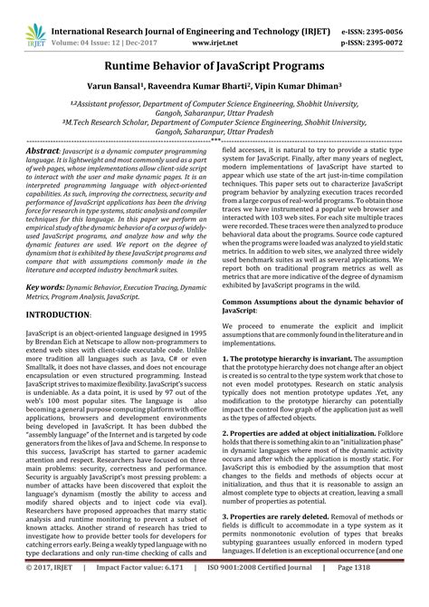 Runtime Behavior of JavaScript Programs | PDF | Web Development | Internet