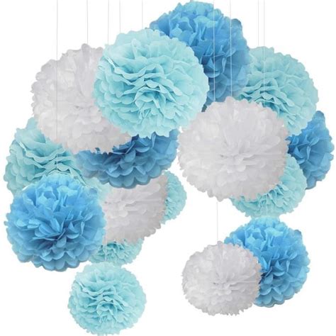 MAKFORT Pompon bleu papier soie papier fleur pompon boule à suspendre