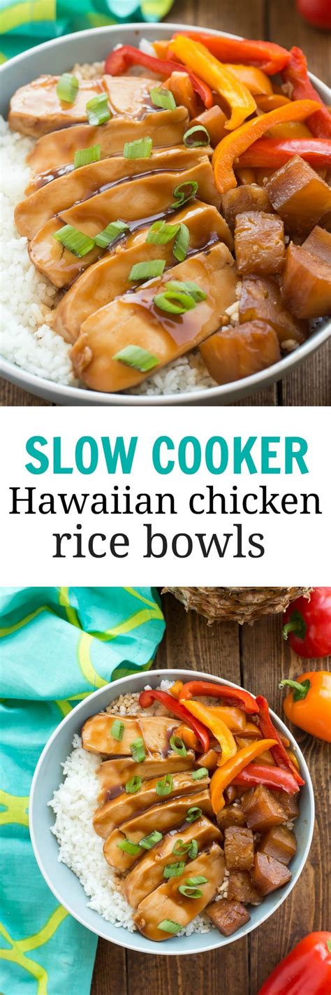 Slow cooker Hawaiian chicken, pineapple, peppers and rice make the ...