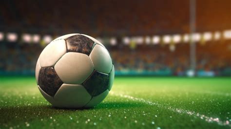 Soccer Ball Resting On Lush Green Field In Stunning 3d Stadium Rendering Background Sports