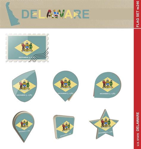 Delaware Flag Set, Flag Set 8804543 Vector Art at Vecteezy