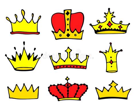 Sketch Crowns Collection Doodle Princess Crown Icons Vector