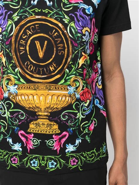 Versace Jeans Couture V Emblem Garden Cotton T Shirt Farfetch