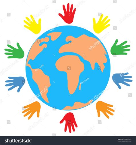 Conceptual Symbol Multiracial Human Hands Surrounding Stock Vector