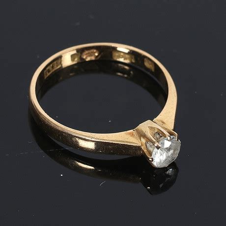 RING 18k Guld Med Vit Sten 1900 Tal Bruttovikt 3 4 Gram Smycken