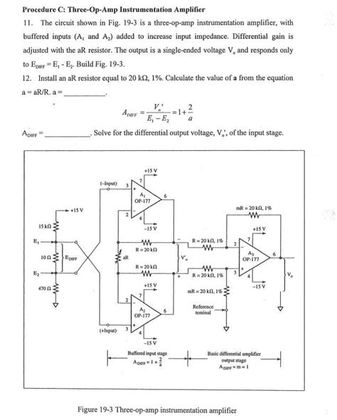 Solved Procedure C Three Op Amp Instrumentation Amplifier