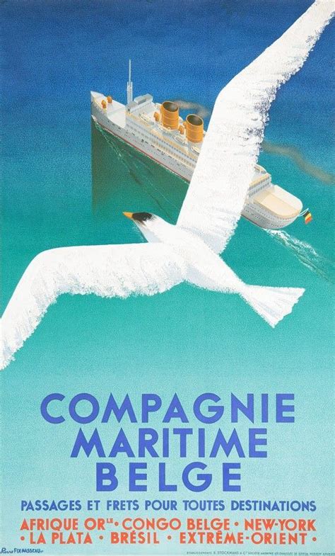 Compagnie Maritime Belge Pierre Fix Masseau Vintage Travel Posters