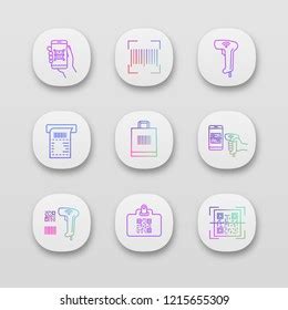 Barcodes App Icons Set Smartphone Barcode Stock Vector Royalty Free