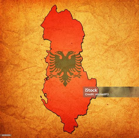 Mappa Con Bandiera Dellalbania Immagini Vettoriali Stock E Altre