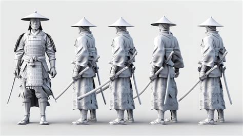 3D rendering of a samurai warrior in traditional armor The samurai is ...