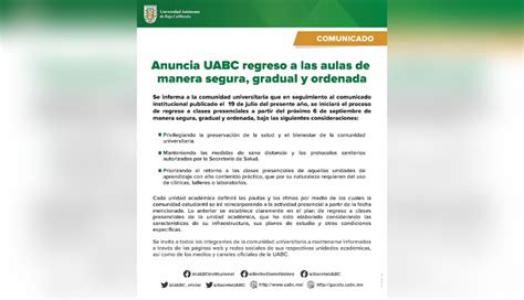 Uabc El Próximo Lunes Arrancan Clases Presenciales