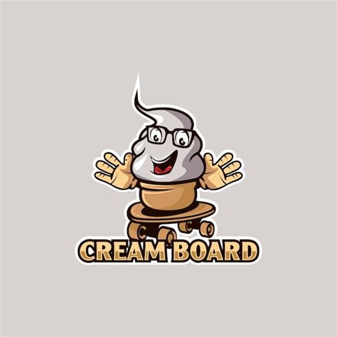 Premium Vector | Ice cream logo with skateboard mascot