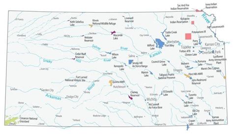 Kansas Lakes and Rivers Map - GIS Geography