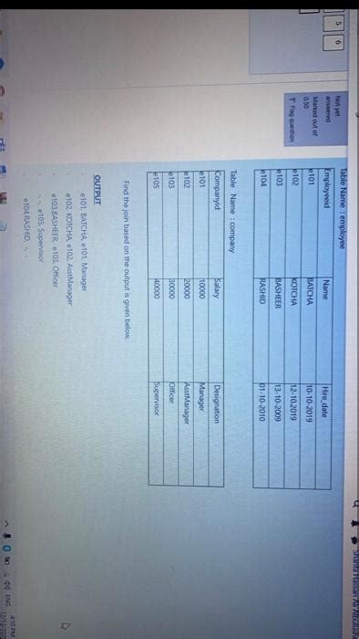 Solved Sanatasan 5 6 Table Name Temployee Employeeid Name