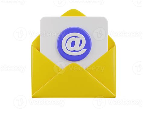 Email Icon On Yellow Envelope With At The Rate Sign 3d Render 41463789 Png