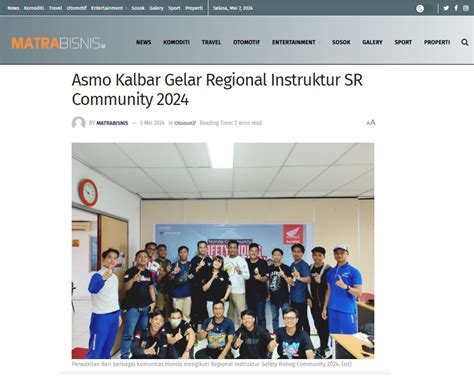 Asmo Kalbar Gelar Regional Instruktur Sr Community Astra Motor