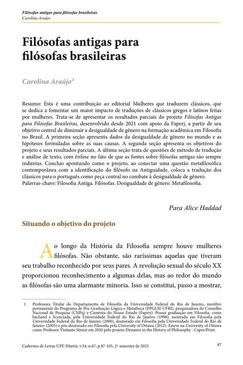 PDF Filósofas antigas para filósofas brasileiras