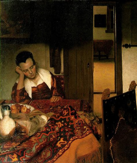 Artwork Replica Girl Asleep At A Table By Johannes Vermeer 1632 1675