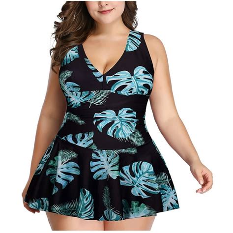 Aboser Womens Plus Size Tankini Swimsuits Sexy Floral Print Swimdress