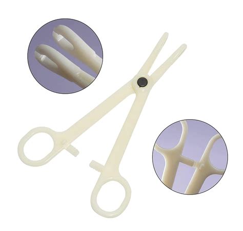 Xiboya Textile Pack Of 10 Disposable Sterile Slotted Navel Forceps