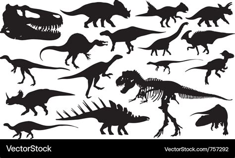 Different Dinosaur Silhouettes Royalty Free Vector Image