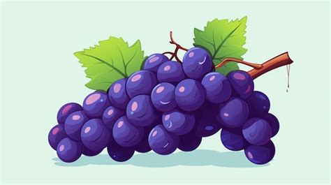 Una Caricatura De Un Racimo De Uvas Con Una Hoja Verde Vector Premium