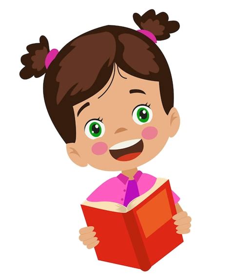 Premium Vector | Cute girl reading a book