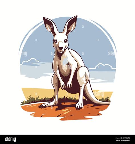 Kangaroo on the beach. Vector illustration in cartoon style Stock ...